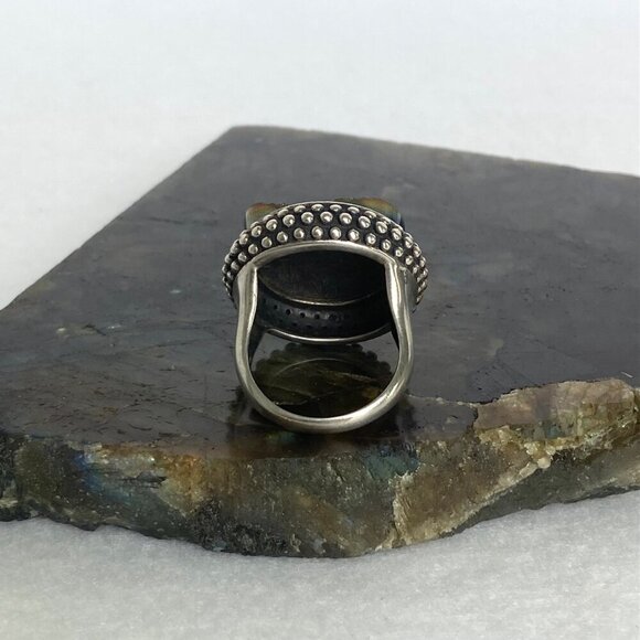 Sterling Silver 925 FD Felecia Designs Round Titanium Aura Druzy Ring Size 7 - Picture 11 of 16